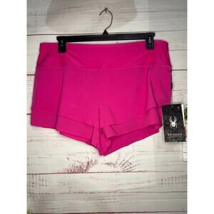 New Women's Pink Double Layer Spyder Active Shorts | Size XL